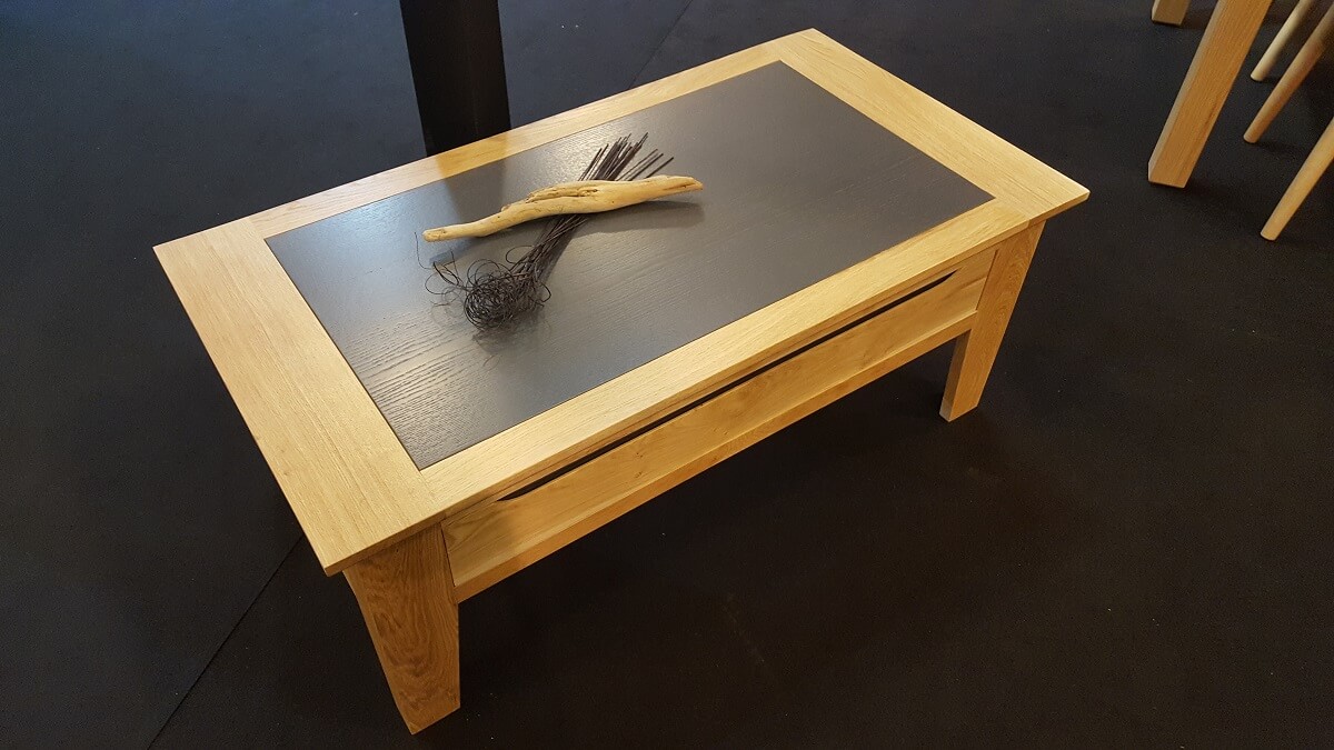 TABLE DE SALON ASKANE finition chêne naturel-noir