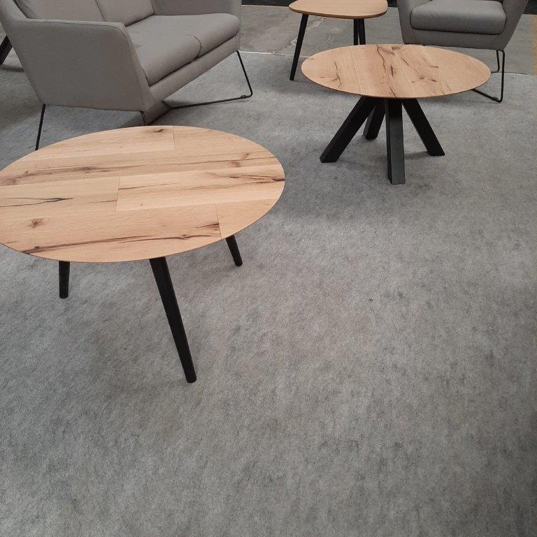 table de salon ronde avec 2 modèles de pieds