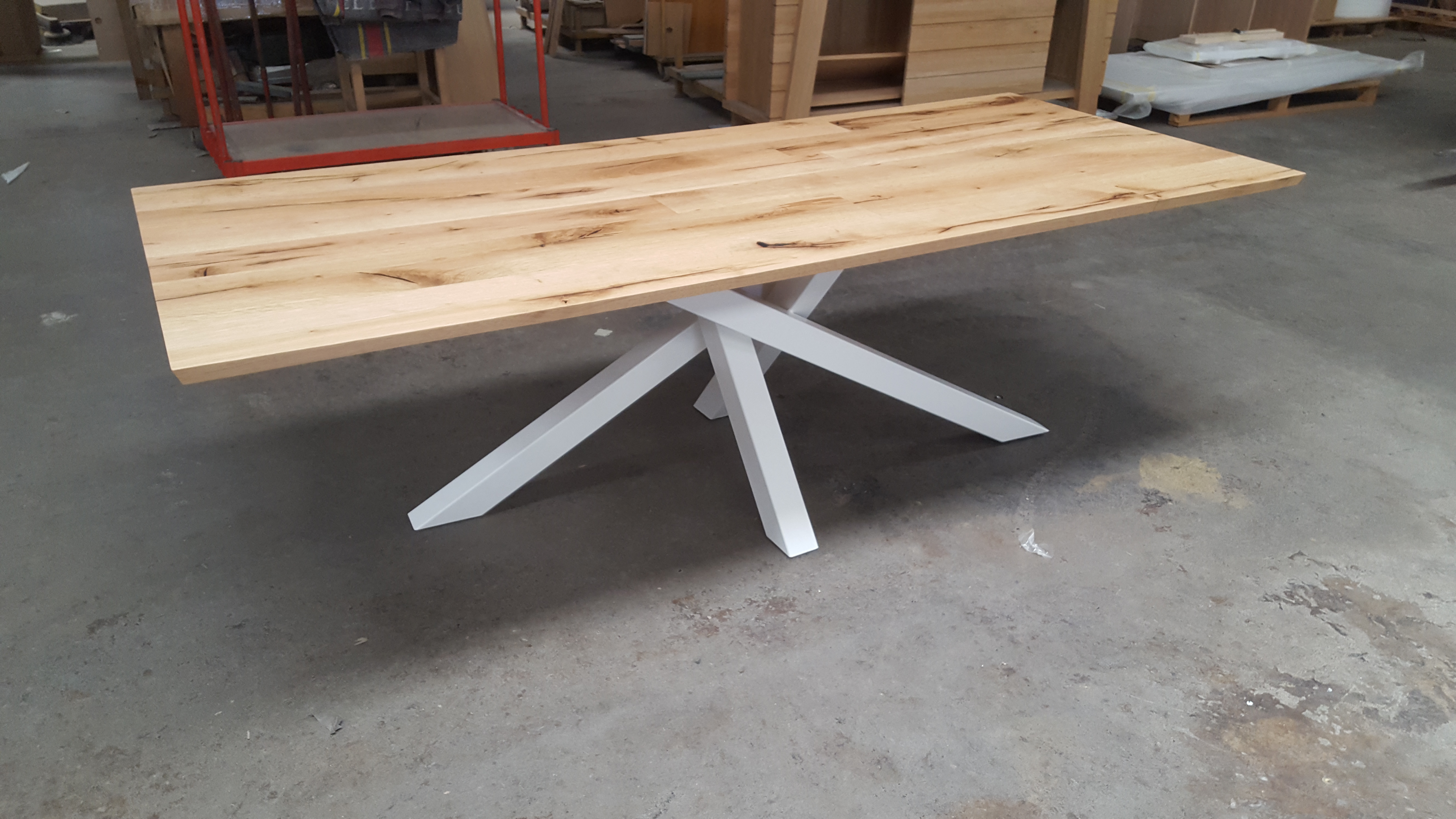 TABLE PIED  METAL BLANC