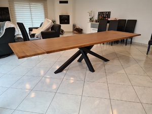 SUR MESURE table en chêne européen avec allonge en bout