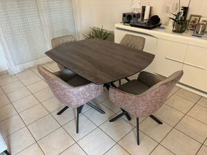 Table céramique avec allonges revolving + chaises fauteuil (stock limité)